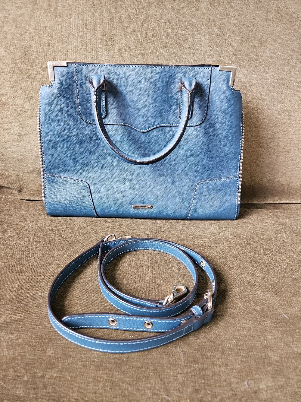 Rebecca Minkoff Teal Leather Satchel with Removable Strap